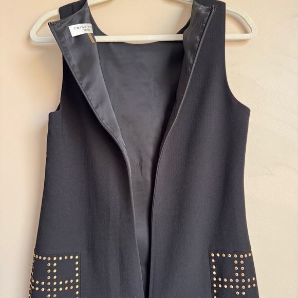 Trina Turk Blake Studded Grid-Pattern Sheath Dress Black Gold Mini Sz 4 wedding‎ - Picture 8 of 13